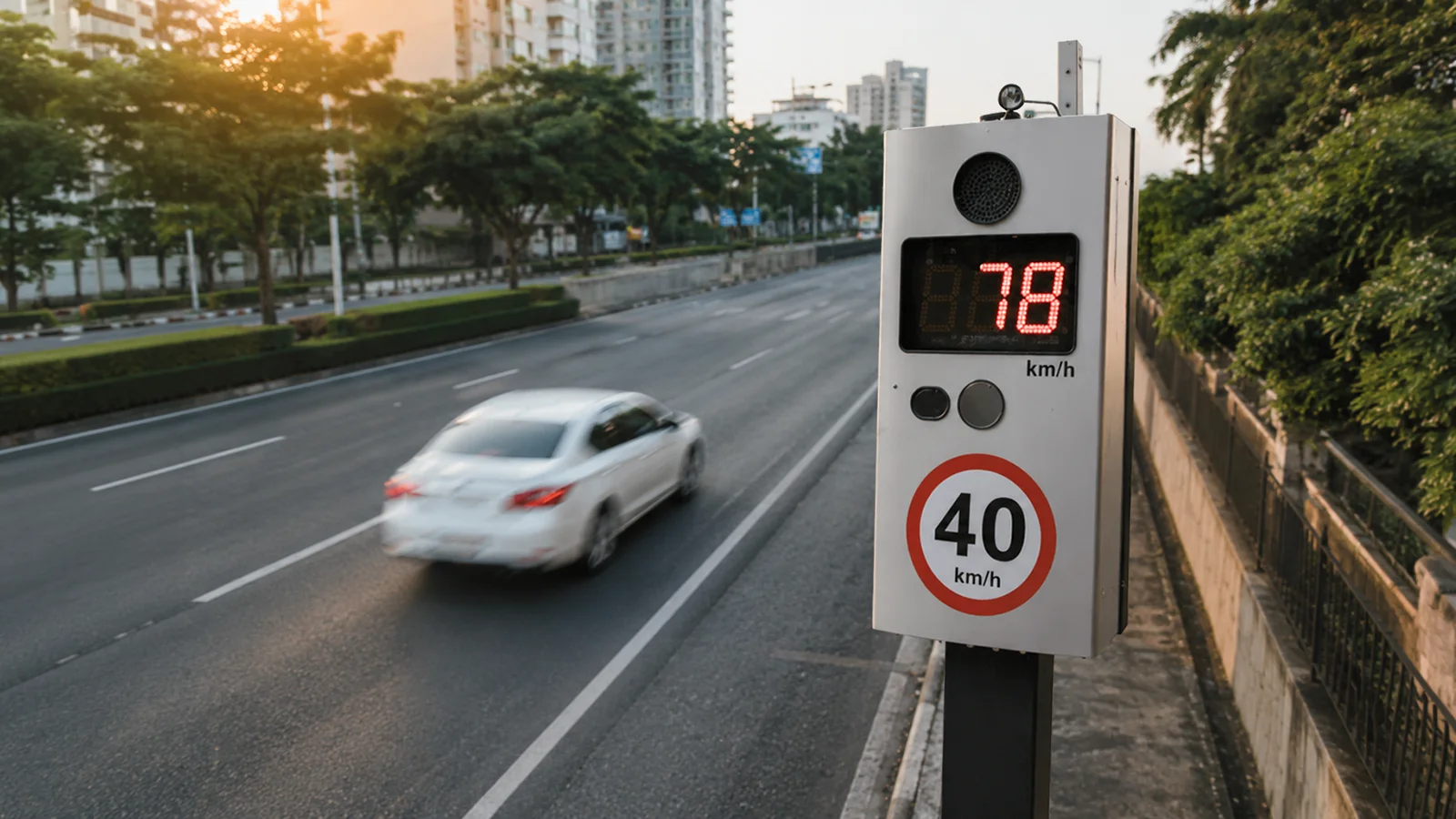 Painel de radar de velocidade em rodovia