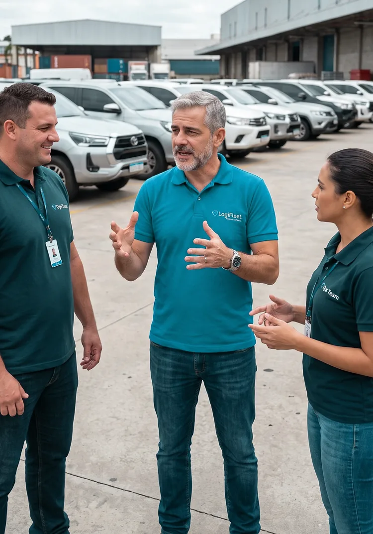 Equipe da operação alinhando a rotina da frota