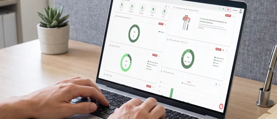 Dashboard de indicadores da gestão de frotas em notebook